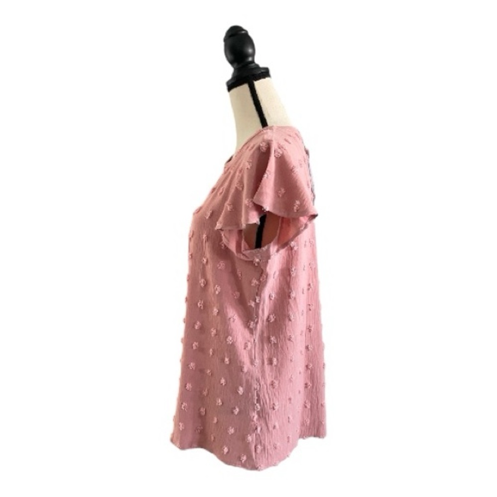 ♥️Merokeety♥️Pink Textured Blouse for Women Size (Med) - Picture 7 of 11